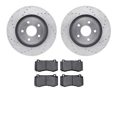 DYNAMIC FRICTION CO 7402-42003, Rotors-Drilled and Slotted-Silver with Ultimate Duty Performance Brake Pads, Zinc Coated 7402-42003